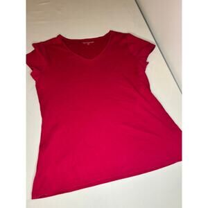 Ann Taylor Pima Cotton Tee Womens Large Red V Neck Short Sleeve Basic Top